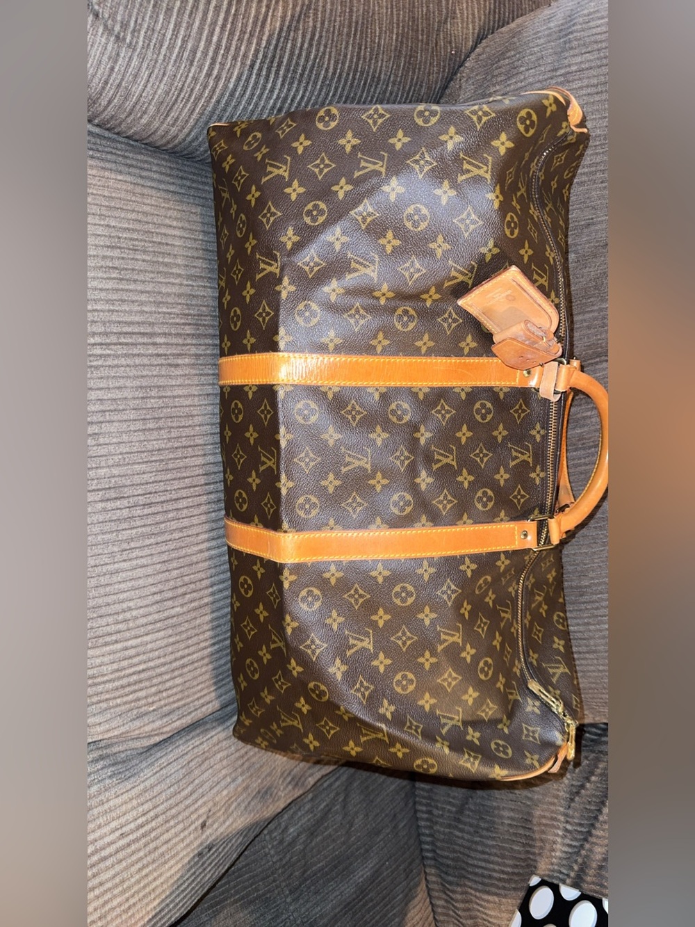 Louis Vuitton Monogram Canvas Travel Duffle with Tan Trim - Picture 7 of 9